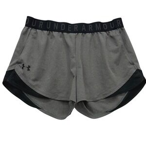 Under Armour Womens HeatGear Shorts Med Gray Black Athletic Running Gym Workout
